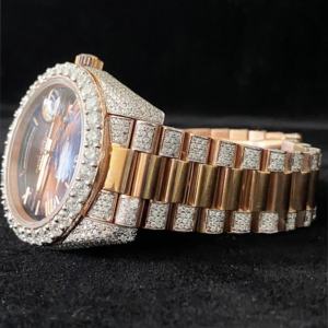 Entièrement Glacé Chocolat Cadran Lunette Cadran Moissanite Diamant Montre-Bracelet pour Hommes Business Style Hip Hop Montre Pour Hommes - Product Image 5