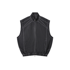 Unisex Vintage Wash Mesh Full-Zip <b>Vest</b>-Lightweight Leisure <b>Top</b> - Product Image 1