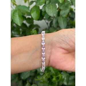 Pulsera de tenis de plata 925 con kunzita, accesorio de moda - Product Image 2