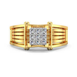 แหวนเพชรสี่เหลี่ยมสีเหลืองทองสำหรับผู้ชาย - Product Image 3