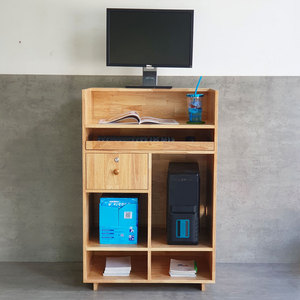 COD68056 Rubber Wood <b>Computer</b> Desk with Shelves 74x50cm Laptop Table for Bedroom Living Room <b>Office</b> Desk with Storage Features - Product Image 3