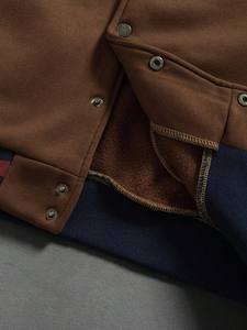 Prendas universitarias de abrigo de lana marrón Estilo de bombardero de inspiración universitaria Ropa de calle de invierno Chaqueta de abrigo de béisbol para hombres Ropa Premium - Product Image 4