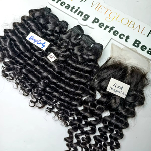 Extensions de cheveux humains vietnamiens naturels bouclés profonds pour coiffer et améliorer le volume des cheveux brésiliens ondulés - Product Image 1