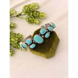 Bobby Johnson Kingman Fashion <b>Cuff</b> <b>Bracelet</b> Turquoise & Sterling <b>Silver</b> Cluster Design - Product Image 4