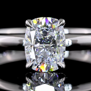 1.04 Cts 14K White Gold <b>Cushion</b> Brilliant Shape Solitaire Engagement Ring Luxury Handcrafted Bridal Jewelry - Product Image 3