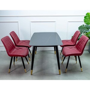 Juego de Mesa de Comedor Aster de 140x80cm Convertible con Tapa de Piedra Bordada y Patas de Acero Inoxidable AKT140 - Product Image 3