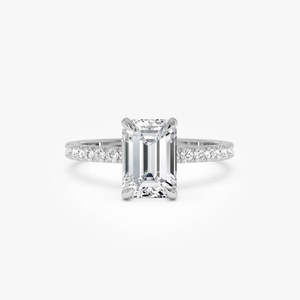 Anillo de Oro de 14K con Diamante Cultivado en Laboratorio, Corte Esmeralda, Halo Oculto, 2.45 Ctw, Color E-F, Claridad VS, Certificado IGI, para Novia - Product Image 1