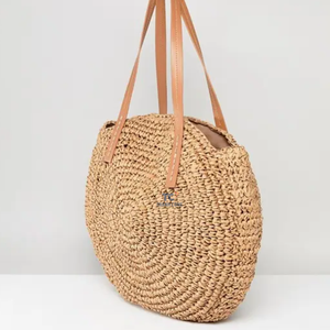 กระเป๋าชายหาดแฟชั่นสบายๆสำหรับผู้หญิงที่ต้องมีมีวัสดุทำจากผักตบชวามีพู่ - Product Image 5