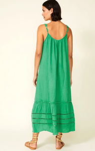 Vente en gros Robes d'été pour femmes 2024 Robe plissée en coton et lin Col en V Demi-manches Longues Robes en lin pour femmes Maxi Casual - Product Image 4