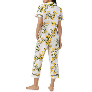 Conjunto de Dos Piezas de Algodón 100% de Alta Calidad, Camisón Elegante de Verano para Mujer, Pijama, Ropa de Dormir Personalizable, Transpirable, Largo Completo - Product Image 3