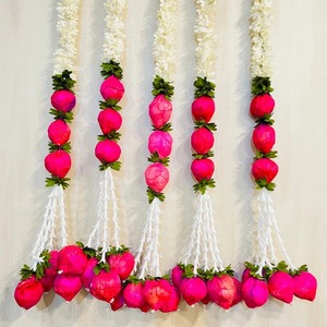 Guirlande de cordes de lotus jasmin, toile de fond de scène, décoration de temple pooja décoration de fleurs artificielles de saison de mariage, décoration - Product Image 2