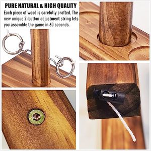 Jeu de crochet et d'anneau avec échelle de tir, jeu de lancer d'anneau pour adultes, jeu de lancer d'anneau en bois avec crochet pour jeux de cour pour jeu de lancer en plein air - Product Image 5