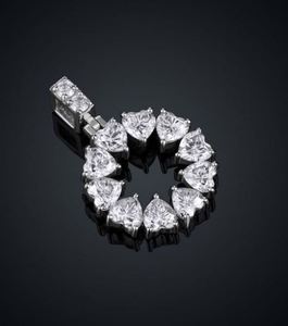 Pendentif Moissanite à dix coeurs, argent 925 avec diamant Moissanite plaqué or blanc 18 carats/rhodium Clarté VVS - Product Image 2