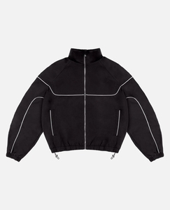 Custom Logo Winter Hooded Windbreaker Tracksuit <b>Zip</b>-<b>Up</b> <b>Jacket</b> Jogger Set Color Block Nylon Reflective Heavyweight - Product Image 1