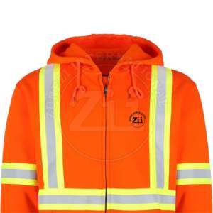 สเวตเชิ้ตมีฮู้ดสะท้อนแสงสำหรับผู้ชายเสื้อแจ็กเก็ตทำงานโพลีเอสเตอร์แขนยาวพร้อมเสื้อโค้ทแบบสวมหัวสำหรับผู้ชายปรับแต่งโลโก้ - Product Image 4