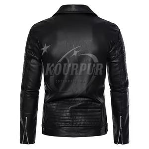 2025 nouveaux hommes Style Vintage automne hiver vestes de haute qualité noir Faux cuir col montant XS taille toile tissu avant Logo - Product Image 2