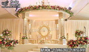 Mandap de mariage indien moderne et élégant avec cadre en fibre de verre à trois poteaux, design léger - Product Image 5