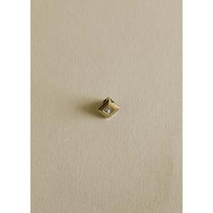 Vintage 18K <b>Solid</b> <b>Gold</b> Princess Cut 0.26ct Natural Diamond <b>Pendant</b> & Charm with Hollow Construction Unisex Everyday Wear - Product Image 4