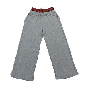Nouveau pantalon de survêtement streetwear personnalisé, élégant, à double taille, en molleton bouclette de haute qualité, coupe large et ample, style évasé - Product Image 1