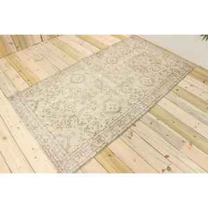 Alfombra Vintage de 3.8x6.9 pies, Alfombra Persa Turca de Lana Gris - Product Image 1