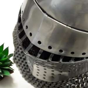 Casco Medieval Knight Crusader Great Helm & Bascinet con Chainmail Aventail Armadura de acero hecha a mano para y exhibición - Product Image 5