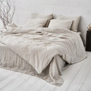 Juego de Edredón de Lino Europeo de Lujo de 3 Piezas, 200 Hilos, Antiestático, Incluye 2 Fundas de Almohada, Diseño Sólido, Personalizable para Hogar y Hotel - Product Image 1