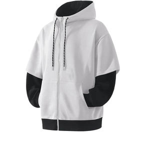 Sweat-shirt léger pour homme avec fermeture éclair, color block, respirant, en mélange de coton, coupe ample, avec poches - Product Image 5