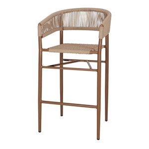 Taburete alto moderno de acero y tela MARTINS, taburete versátil para bares, restaurantes, hoteles, cocina, comedor y uso al aire libre - Product Image 1