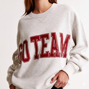 Buy <b>Women's</b> Long Oversized Mock Neck Sweatshirt with Front Custom Logo Embroidery Printed Daily Wear <b>for</b> Autumn/Winter Season - Product Image 2