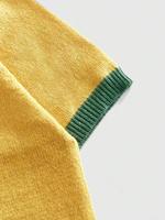 Haut court d'été tricoté respirant anti-boulochage à manches courtes pour homme, broderie ODM personnalisée BRASIL jaune-vert