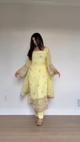 Salwar Kameez de Georgette Sintética para Mujer, Largo hasta el Tobillo, Vestido Tradicional Bordado, Ropa Casual, Estilo India Pakistán, Invierno Verano