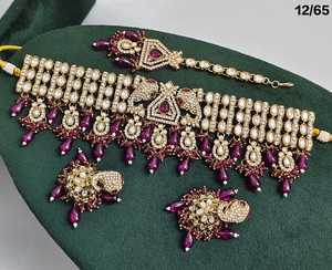 สร้อยคอชุบทองแบบโบราณพร้อมจี้ห้อยคอต่างหูและชุดเครื่องประดับงานแต่งแบบดั้งเดิมสำหรับผู้หญิง - Product Image 5