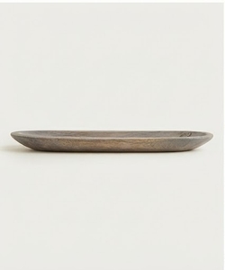 Assiette de service en bois de manguier faite à la main, forme ovale, motif floral gravé, style minimaliste, vaisselle et assiettes - Product Image 2