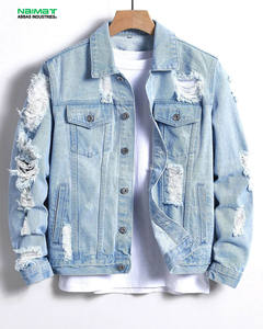 Chaqueta Vaquera Azul Claro Vintage para Hombre, Chaqueta de Mezclilla Clásica de Algodón, Abrigo Informal de Corte Ajustado, Prenda Exterior de Moda, Manga Larga con Botones - Product Image 1