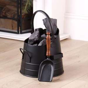 Cubo de carbón de hierro resistente con diseño de inspiración vintage y adecuado para uso en chimenea o estufa y agrega un toque rústico - Product Image 5