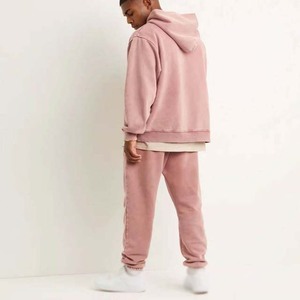 Sudadera con Capucha Extra Grande para Hombre, Color Rosa Sólido, Felpa, Acabado Lavado Informal, Corte Regular, Ropa de Invierno, Bolsillo, Colores Personalizables - Product Image 2
