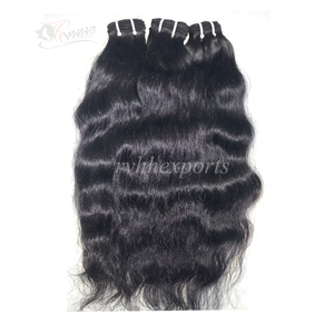 Cabello Humano Virgen Natural Ondulado 100% Mayorista Sin Procesar de Donante Único Indio, Cabello de Templo No Remy con Doble Trama a Máquina - Product Image 3