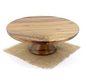 Support à gâteau rond en bois artisanal et écologique avec des détails sculptés artistiques et le charme du bois naturel pour la décoration d'événements rustiques - Product Image 2