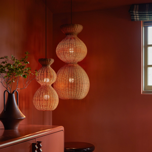 Vente en gros Meilleure vente en rotin naturel pendentif abat-jour gourde forme tissé à la main suspension pour café salle à manger décoration - Product Image 5