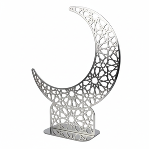 Décoration de table en métal en forme de croissant de lune portable faite à la main, motif géométrique durable pour la décoration de table de petite maison, fête du Ramadan Eid - Product Image 4