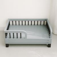 Lit pour animaux de compagnie avec cadre en bois d'acacia Barres en acier Panneau MDF Pieds en métal 26x18x12 po Durable pour chiens et chats