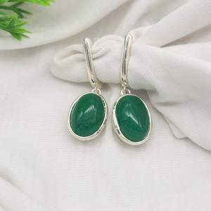 Boucles d'oreilles en jade vert, argent sterling 925, fabrication artisanale, bijoux en pierres précieuses mignons, cadeau pour femmes, anniversaire, fête, vente en gros en or - Product Image 1