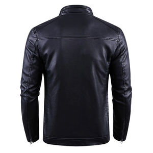 Veste en cuir pour homme de haute qualité, sur mesure, meilleur prix 2025, col montant tendance, logo sur le devant, respirante, fabriquée au Pakistan - Product Image 2