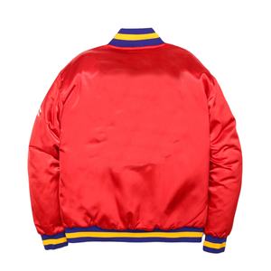 Chaqueta de béisbol de bombardero de satén de puntada personalizada, diseño OEM para conjuntos de equipo y chaqueta de equipo universitario de moda de grupo - Product Image 2