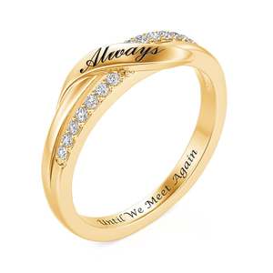Bague de mariage personnalisée Jeulia pour femme, design nœud gravé en platine ou or 10 carats - Product Image 2