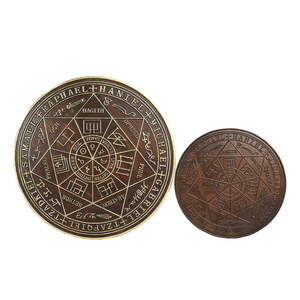 Medallón <span class=keywords><strong>de</strong></span> <span class=keywords><strong>los</strong></span> Siete Arcángeles Tallado en Madera Artesanal, Arte Mural con Sello Planetario Sagrado - Product Image 1