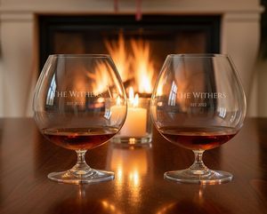 Copas de Vino de Cristal Soplado a Mano, Copas de Coñac de Cristal Grabadas Personalizadas para Sherry, Whisky, Licor, Estilo Vintage, Capacidad de 31.2 oz - Product Image 5