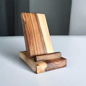 Support de téléphone portable en bois massif fait à la main de haute qualité respectueux de l'environnement Support de bureau personnalisé pour smartphone Bureau à domicile - Product Image 3