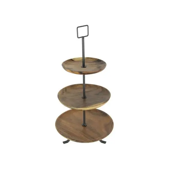 3 Niveaus Ronde Cupcake Stand Bamboe Cake Schaaltjes Serveren Display Lade Dessert Cookie Candy Houder Tafel Cake Stand