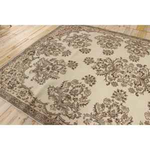Tapis turc 7,4 x 11,2 pieds, tapis vintage brun à bordures en laine - Product Image 4